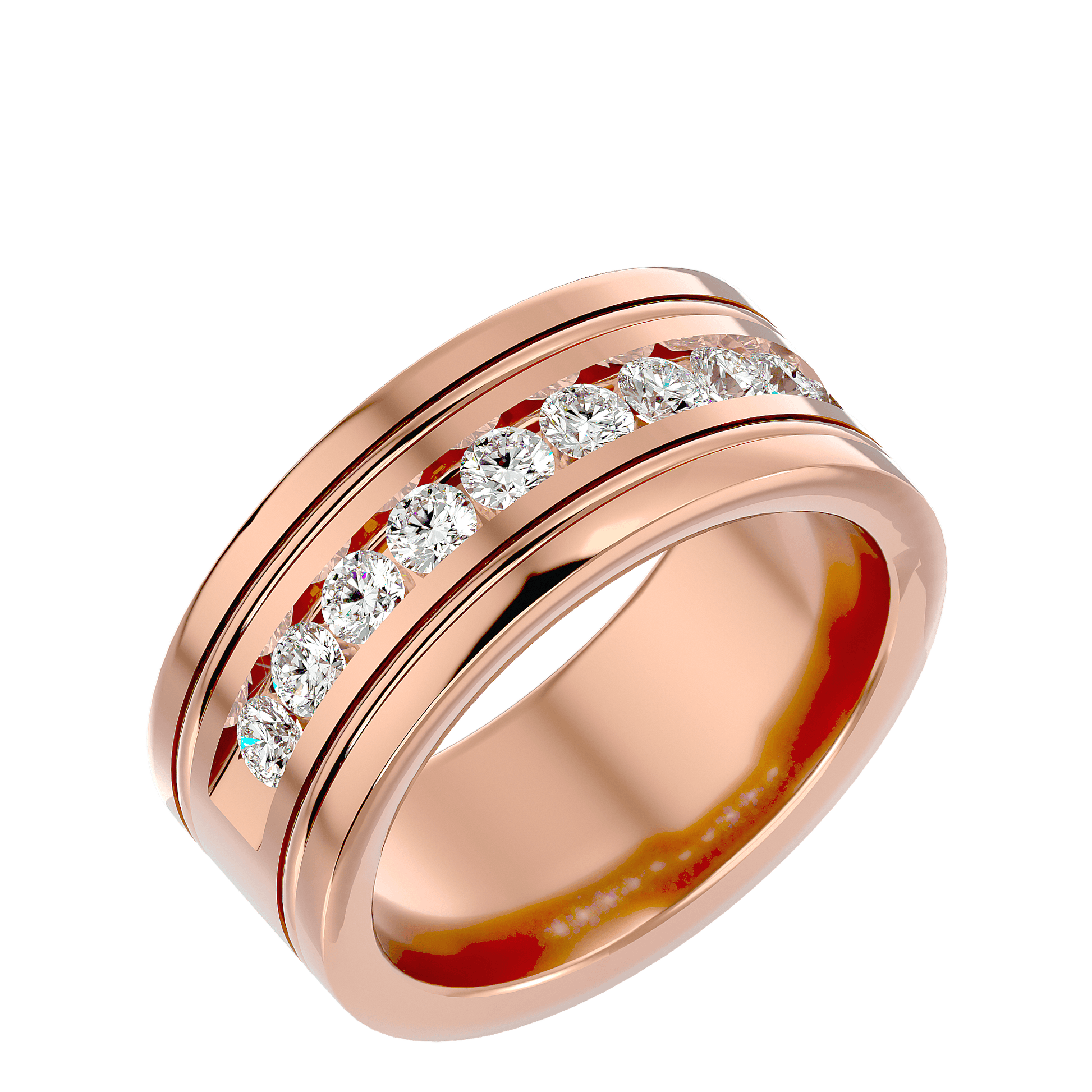 Lab Grown Diamond Men's Rose Gold Band Ring