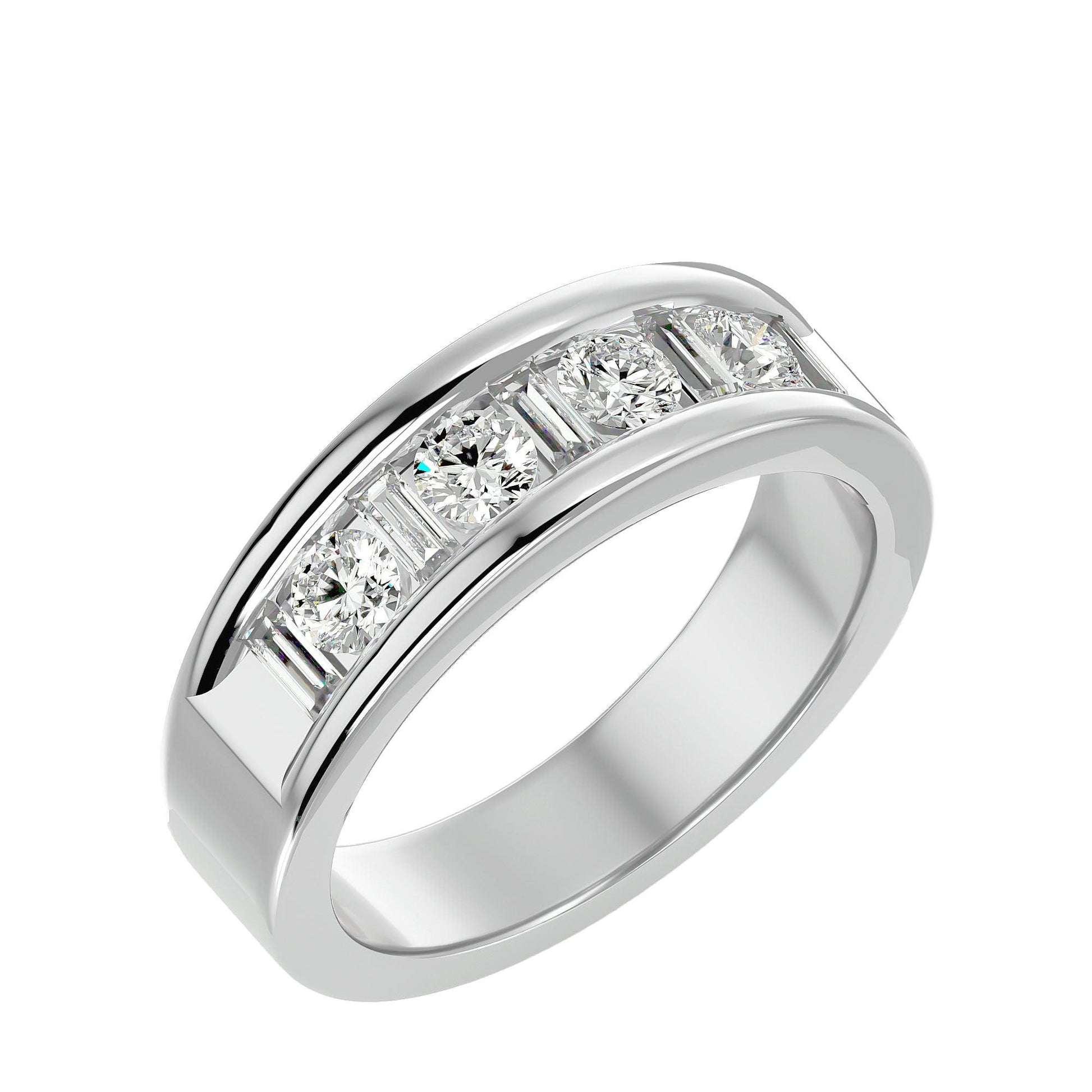 Lab Grown Diamond Men's Platinum Band Ring