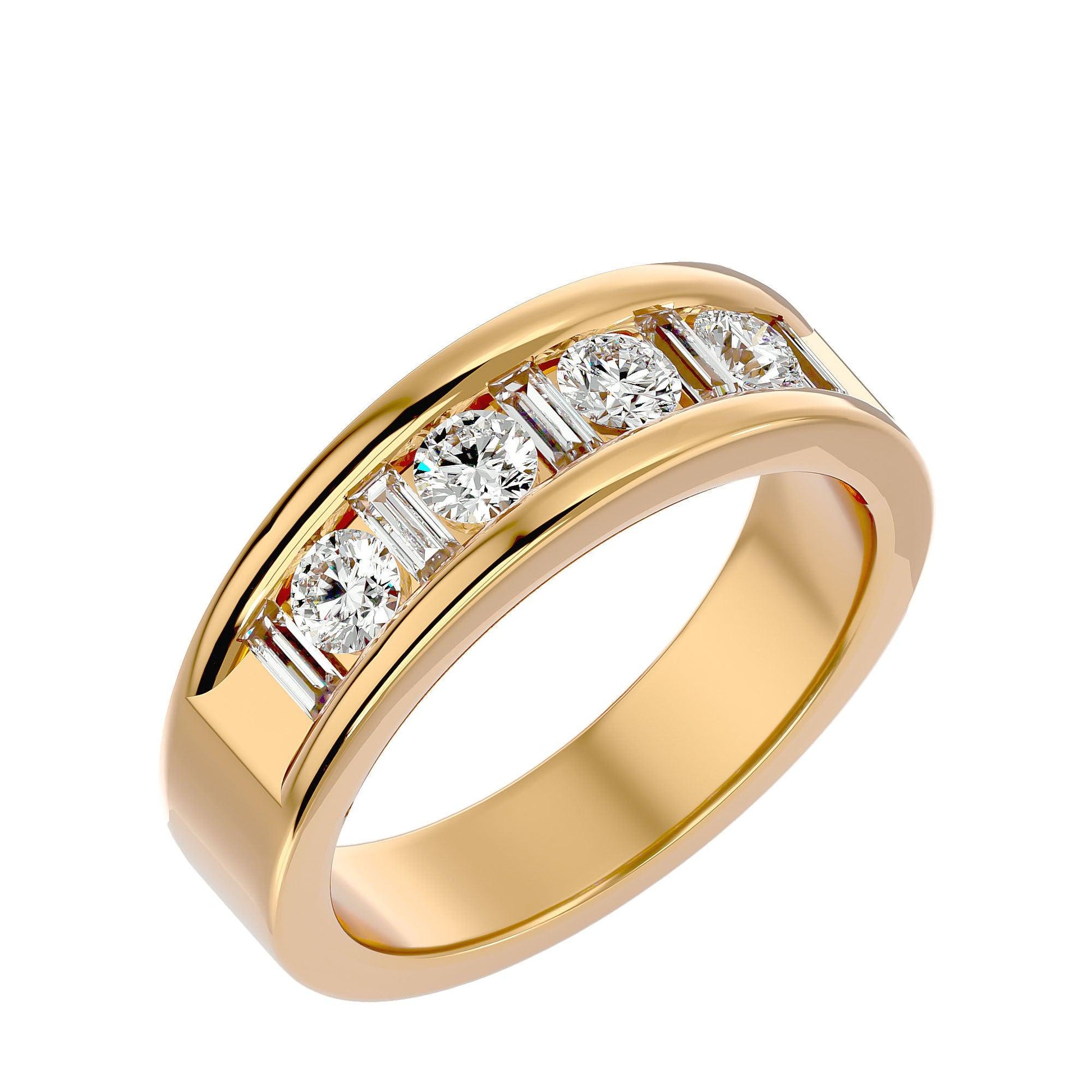 Lab Grown Diamond Men's Yellow Gold Band Ring