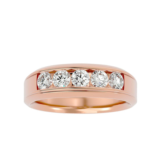 Lab Grown Diamond Men's Rose Gold Band Ring