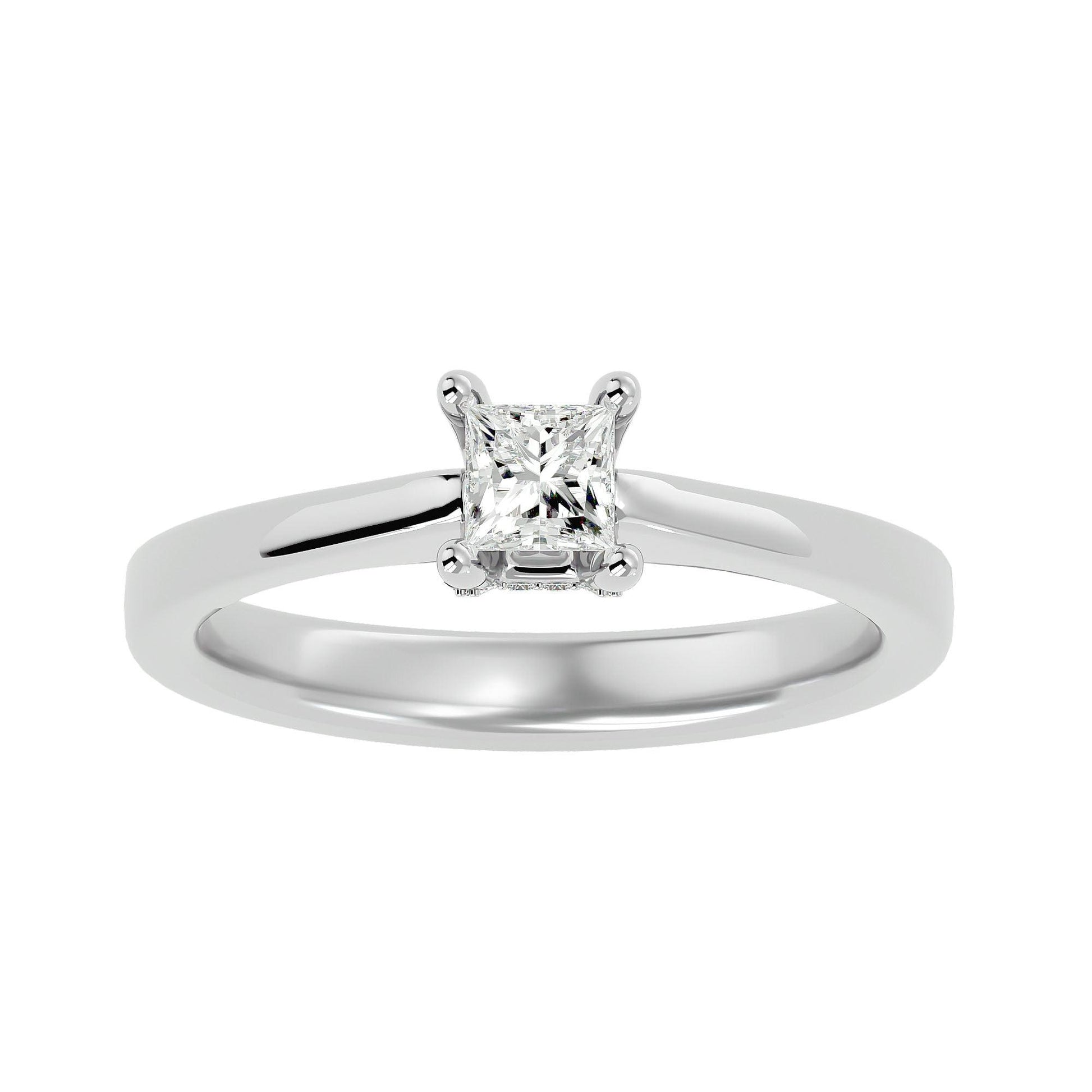 Lab Grown Princess Cut Diamond In White Gold Solitaire Ring