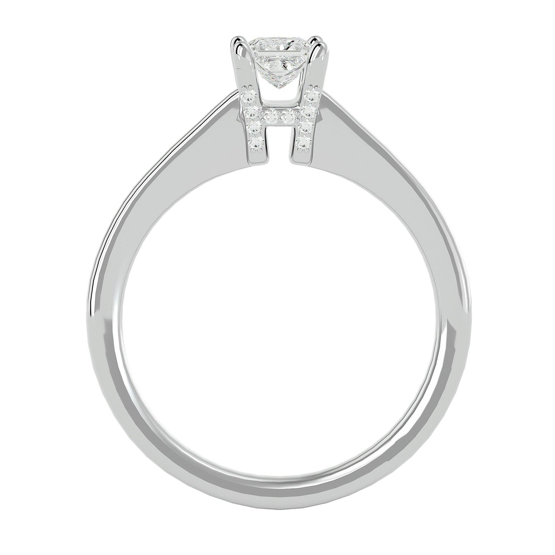 Lab Grown Princess Cut Diamond In White Gold Solitaire Ring