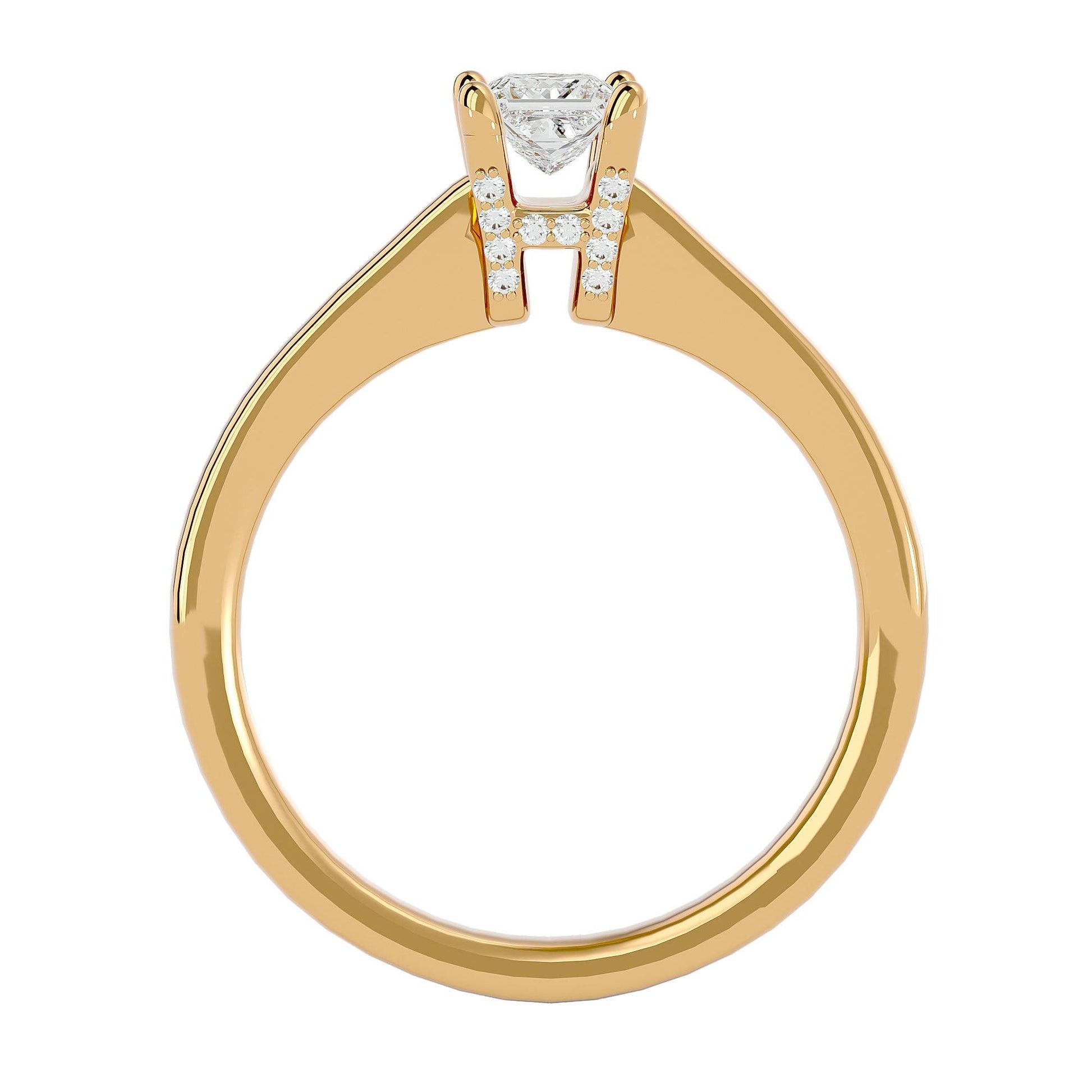 Lab Grown Princess Cut Diamond In Yellow Gold Solitaire Ring