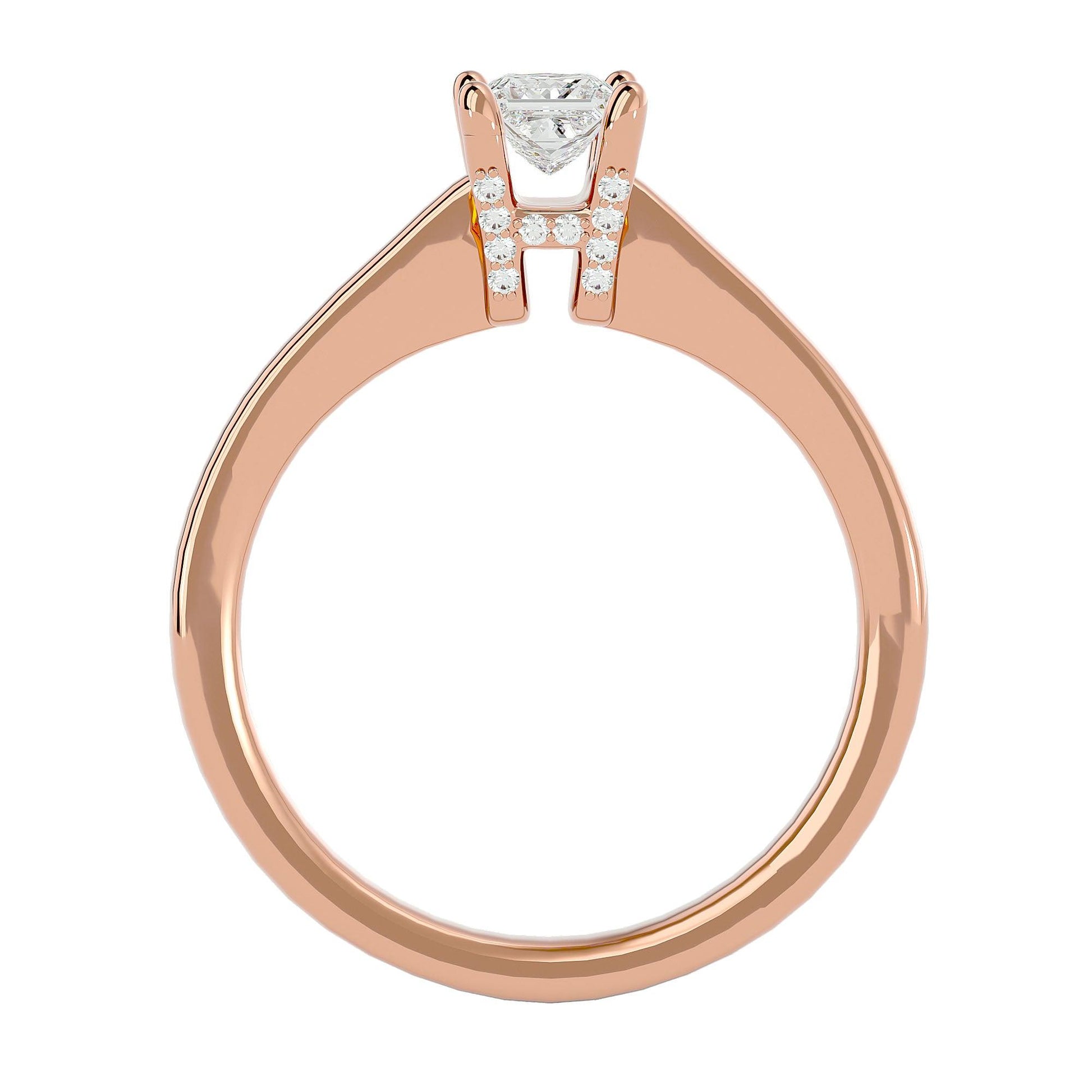 Lab Grown Princess Cut Diamond In Rose Gold Solitaire Ring