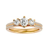 Lab Grown Round Cut Diamond Three Stone Ring In Yellow Gold