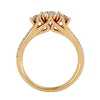 Lab Grown Round Cut Diamond Three Stone Ring In Yellow Gold