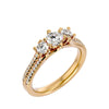 Lab Grown Round Cut Diamond Three Stone Ring In Yellow Gold