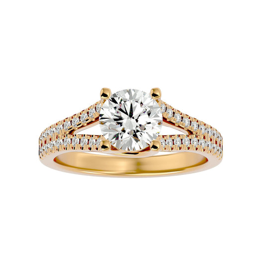 Lab Grown Round Diamond Halo Ring In Yellow Gold