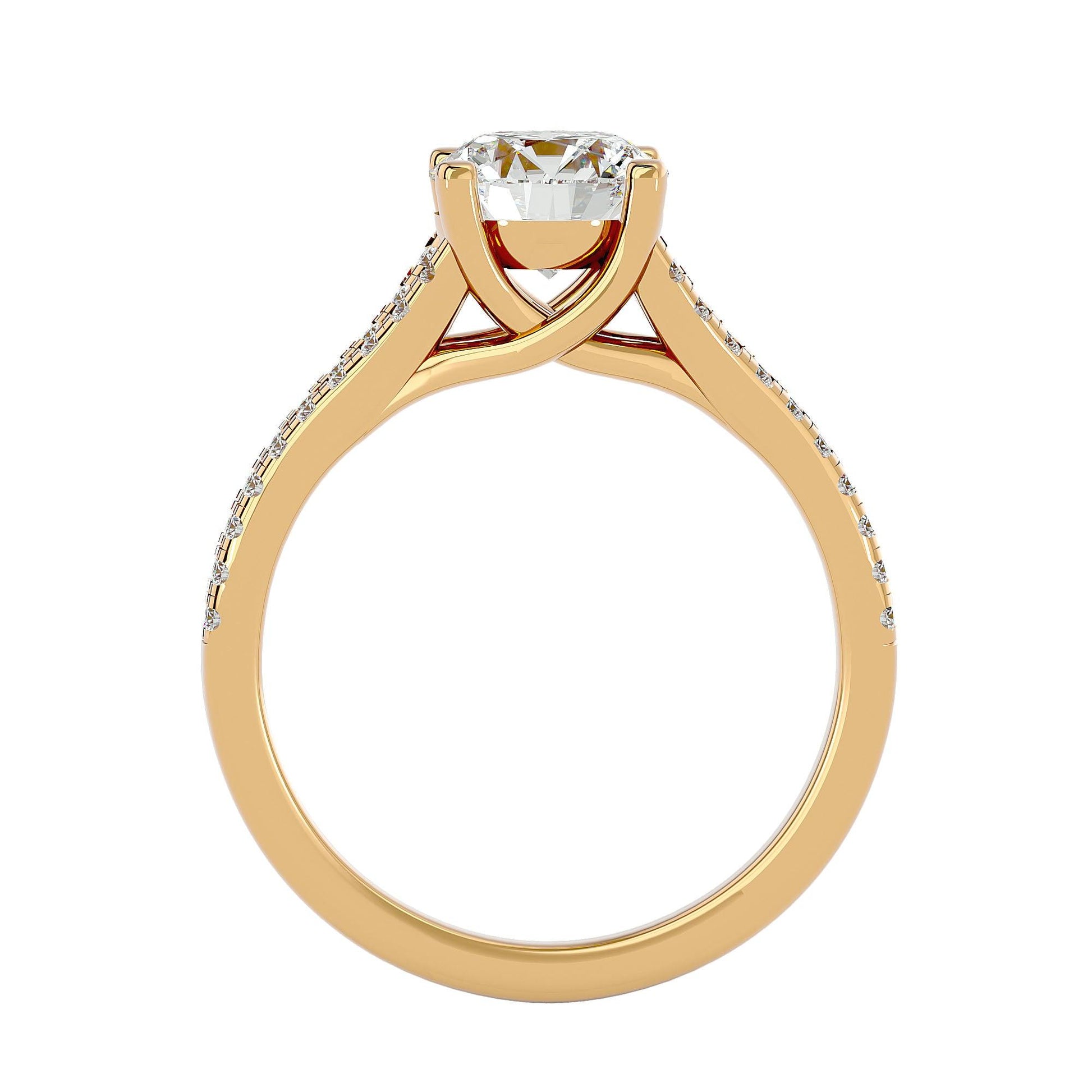 Lab Grown Round Diamond Halo Ring In Yellow Gold