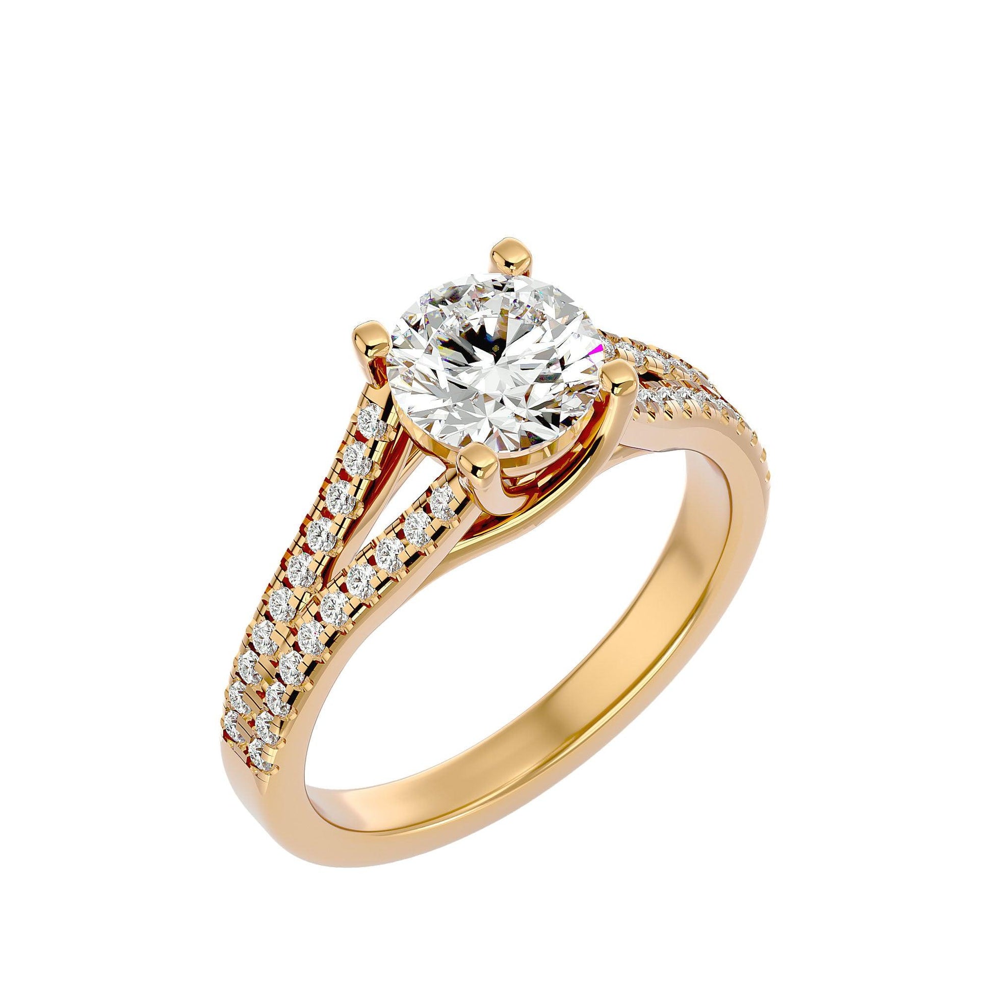 Lab Grown Round Diamond Halo Ring In Yellow Gold