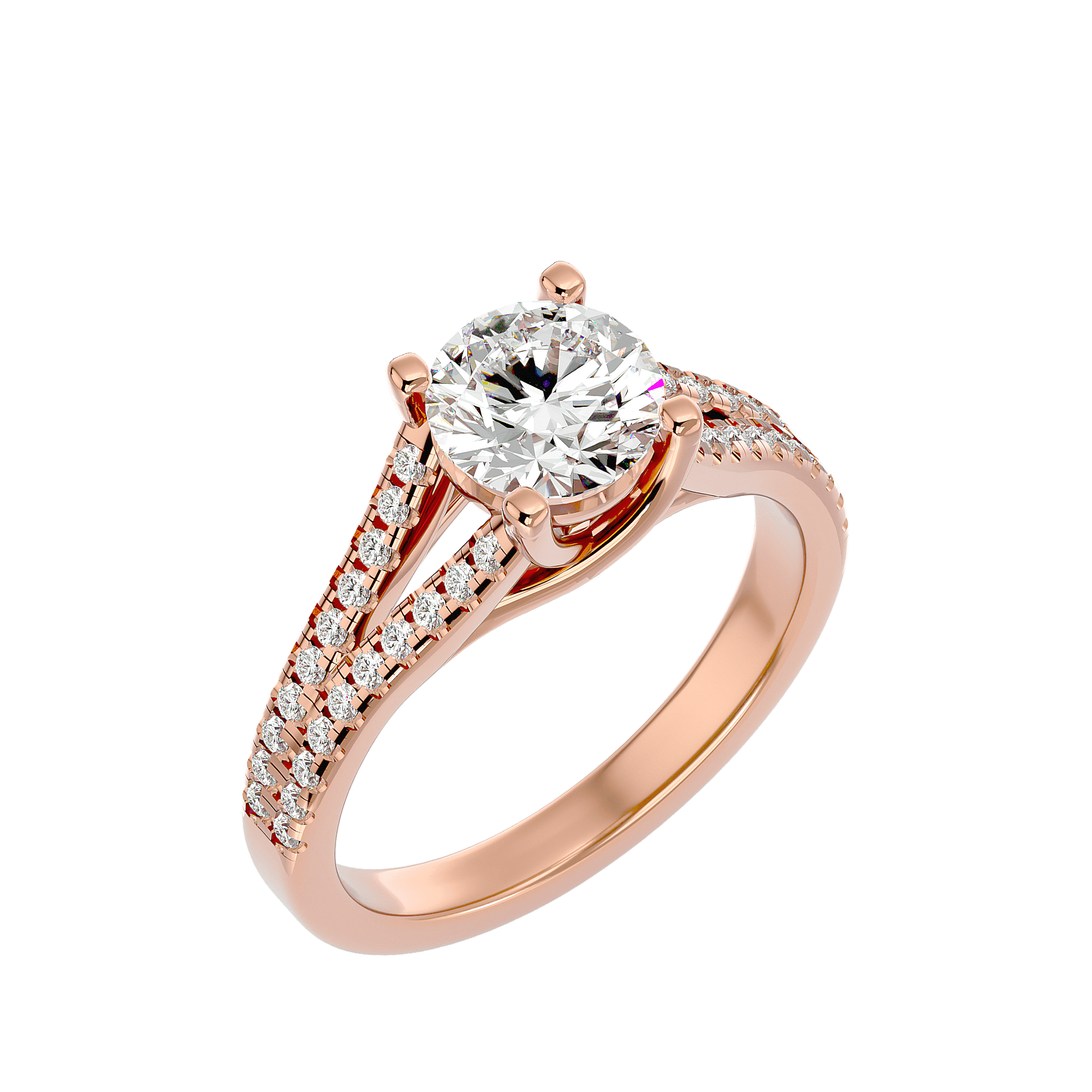 Lab Grown Round Diamond Halo Ring In Rose Gold