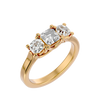 Lab Grown Emerald Cut Diamond Three Stone Ring In Yellow Gold