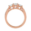 Lab Grown Emerald Cut Diamond Three Stone Ring In Rose Gold