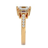 Lab Grown Emerald Cut Diamond Three Stone Ring In Yellow Gold