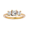 Lab Grown Princess Cut Diamond Three Stone Ring In Yellow Gold