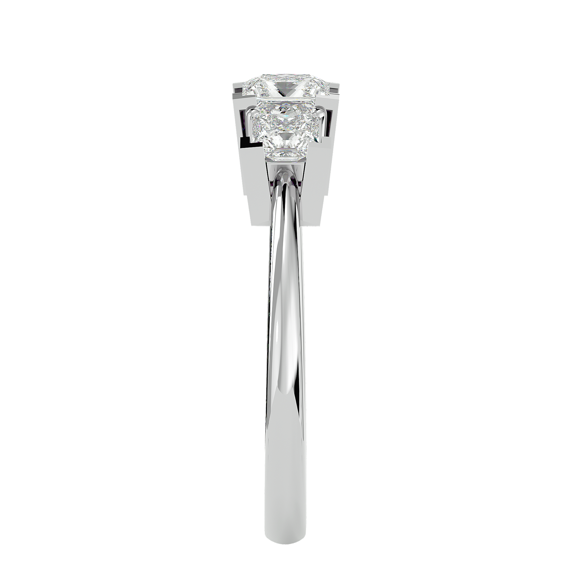 Lab Grown Princess Cut Diamond In White Gold Three Stone Ring