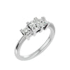 Lab Grown Princess Cut Diamond In White Gold Three Stone Ring