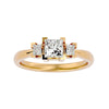 Lab Grown Princess Cut Diamond Three Stone Ring In Yellow Gold