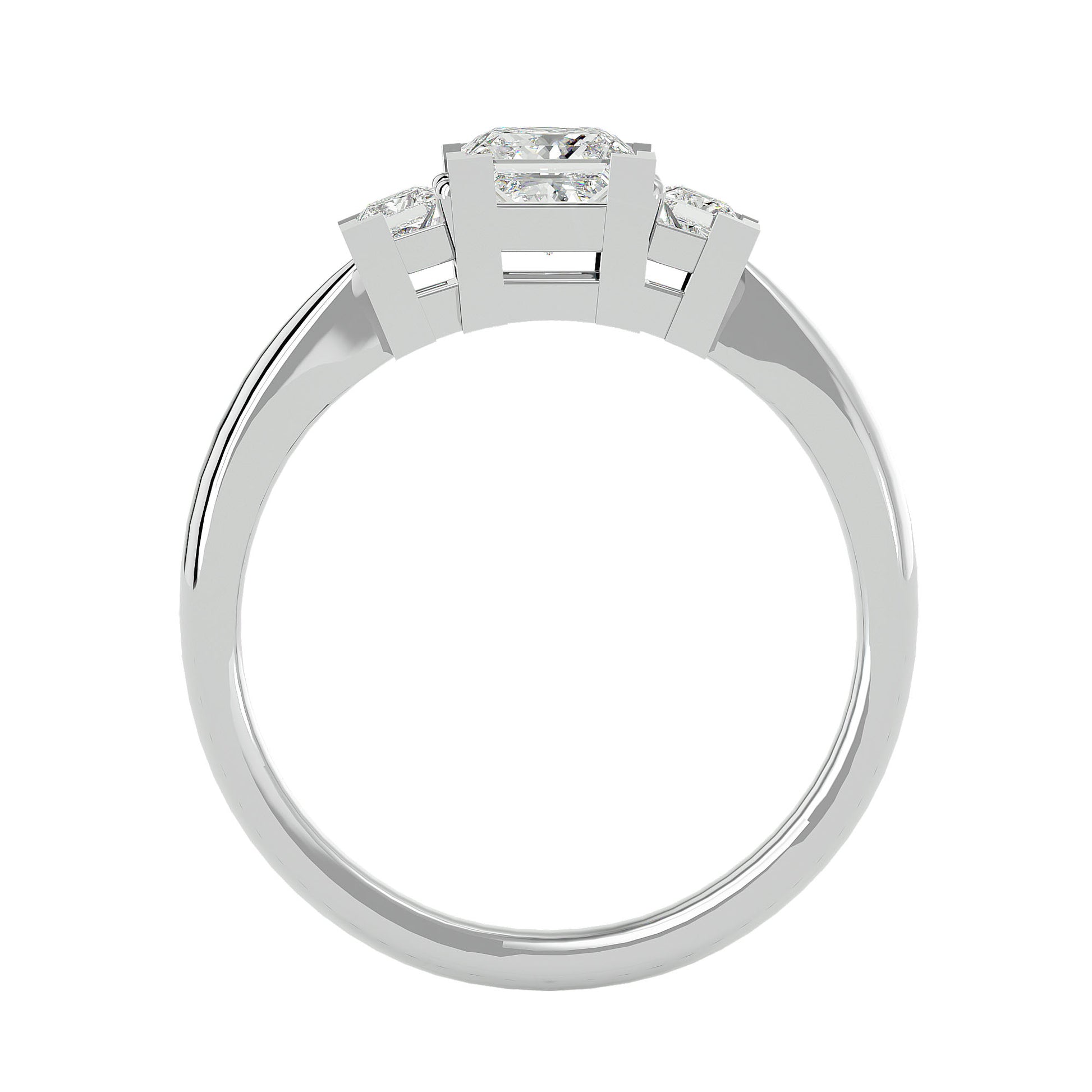 Lab Grown Princess Cut Diamond In White Gold Three Stone Ring