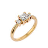 Lab Grown Princess Cut Diamond Three Stone Ring In Yellow Gold