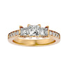 Lab Grown Princess Cut Diamond Three Stone Ring In Yellow Gold