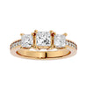 Lab Grown Princess Cut Diamond Three Stone Ring In Yellow Gold