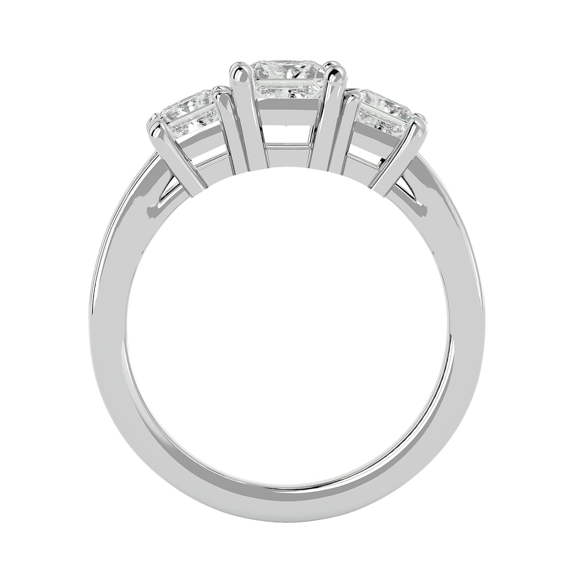 Lab Grown Princess Cut Diamond In White Gold Three Stone Ring