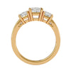 Lab Grown Princess Cut Diamond Three Stone Ring In Yellow Gold