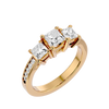 Lab Grown Princess Cut Diamond Three Stone Ring In Yellow Gold