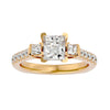 Lab Grown Princess Cut Diamond Three Stone Ring In Yellow Gold