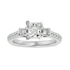 Lab Grown Princess Cut Diamond In White Gold Three Stone Ring