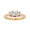 Beautiful Lab Grown Princess Cut Diamond Three Stone Ring In Yellow Gold