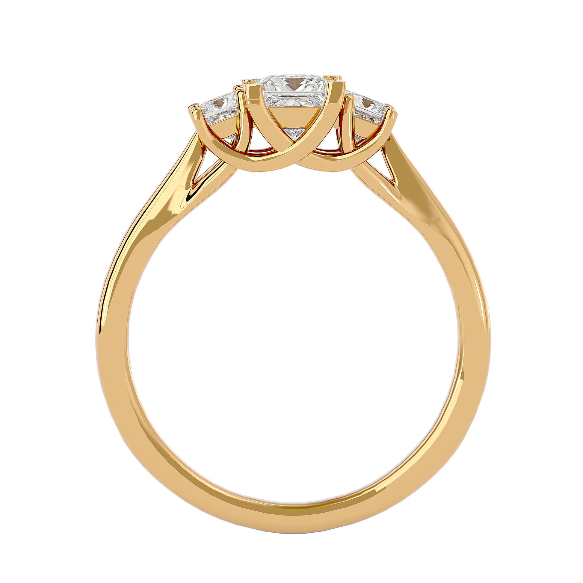 Beautiful Lab Grown Princess Cut Diamond Three Stone Ring