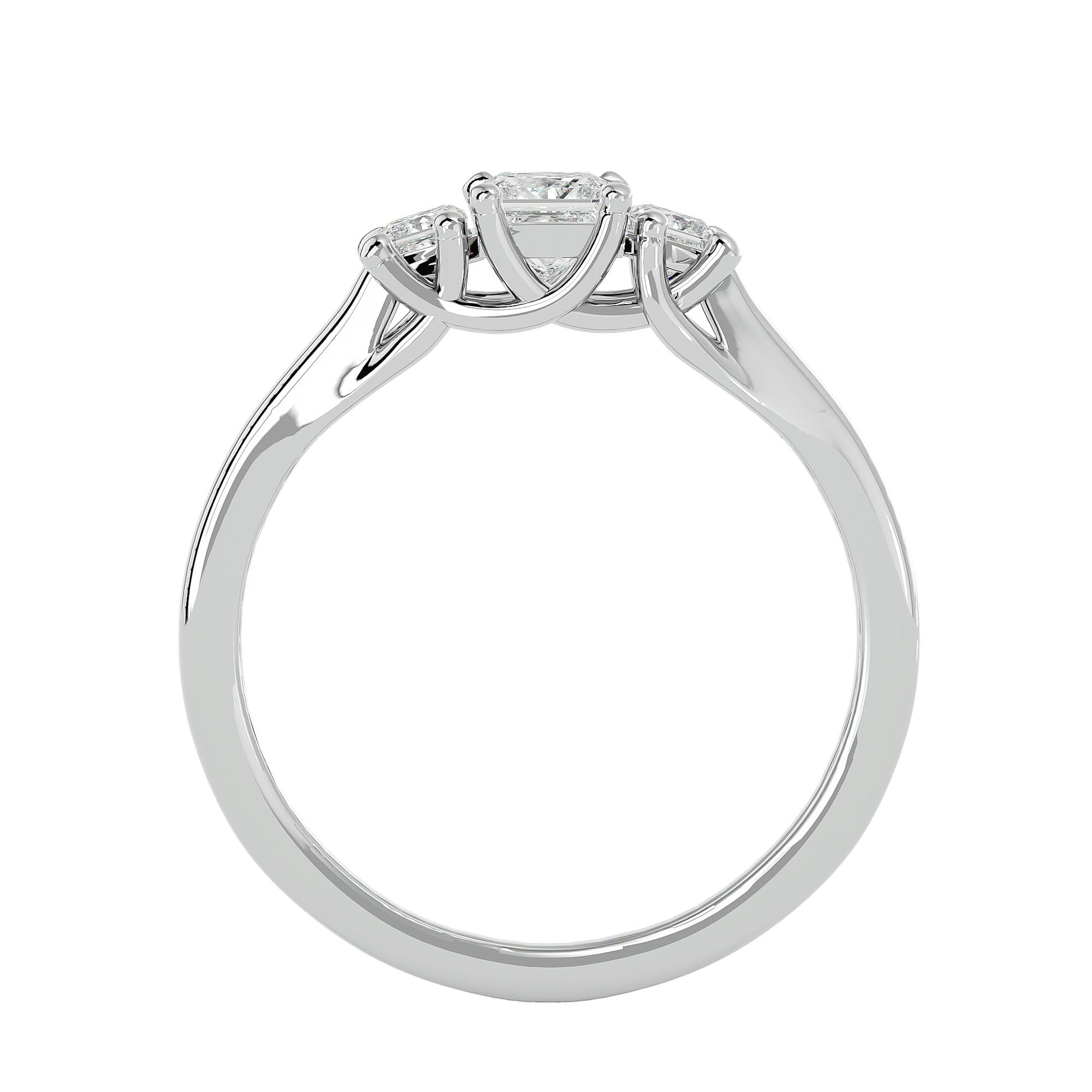 Lab Grown Princess Cut Diamond In White Gold Three Stone Ring