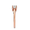 Lab Grown Princess Cut Diamond Three Stone Ring In Rose Gold