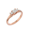 Lab Grown Princess Cut Diamond Three Stone Ring In Rose Gold