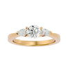 Lab Grown Round Cut Diamond Three Stone Ring In Yellow Gold