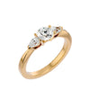 Lab Grown Round Cut Diamond Three Stone Ring In Yellow Gold