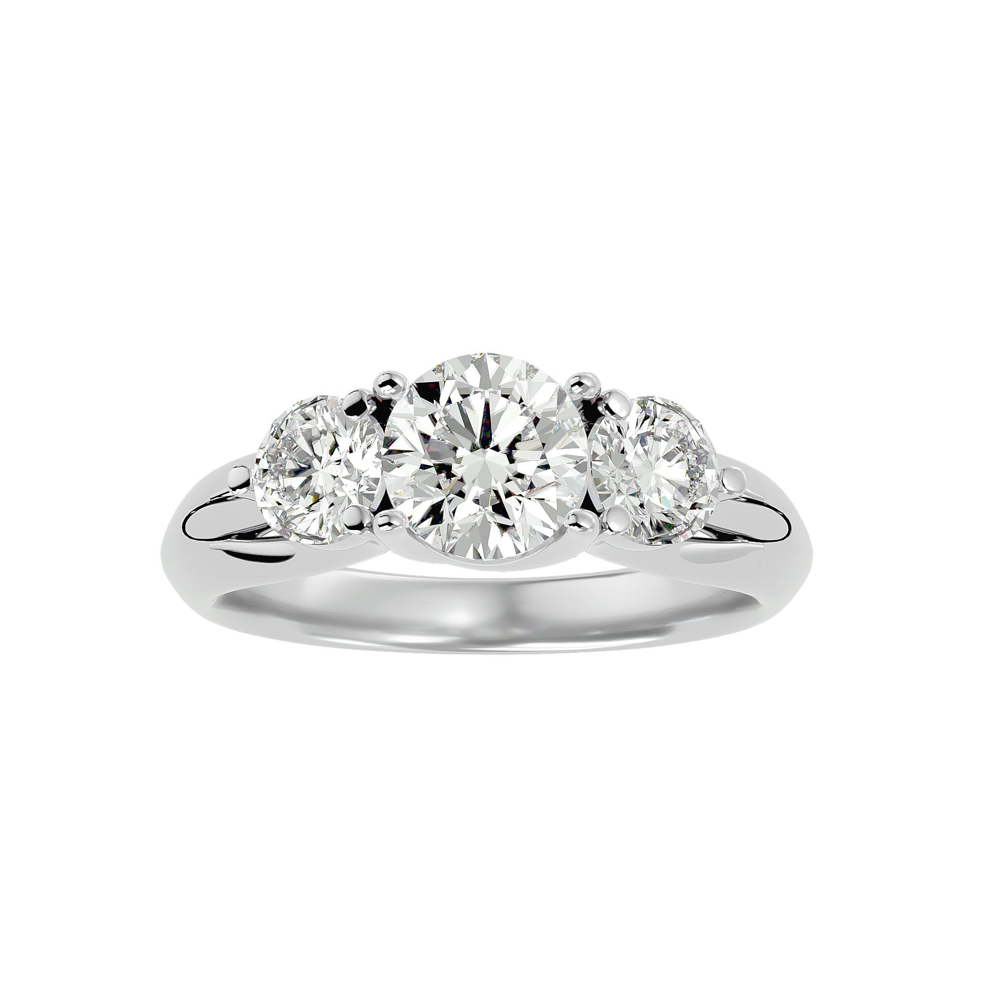 Lab Grown Round Cut Diamond In White Gold Three Stone Ring