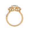 Lab Grown Round Cut Diamond Three Stone Ring In Yellow Gold