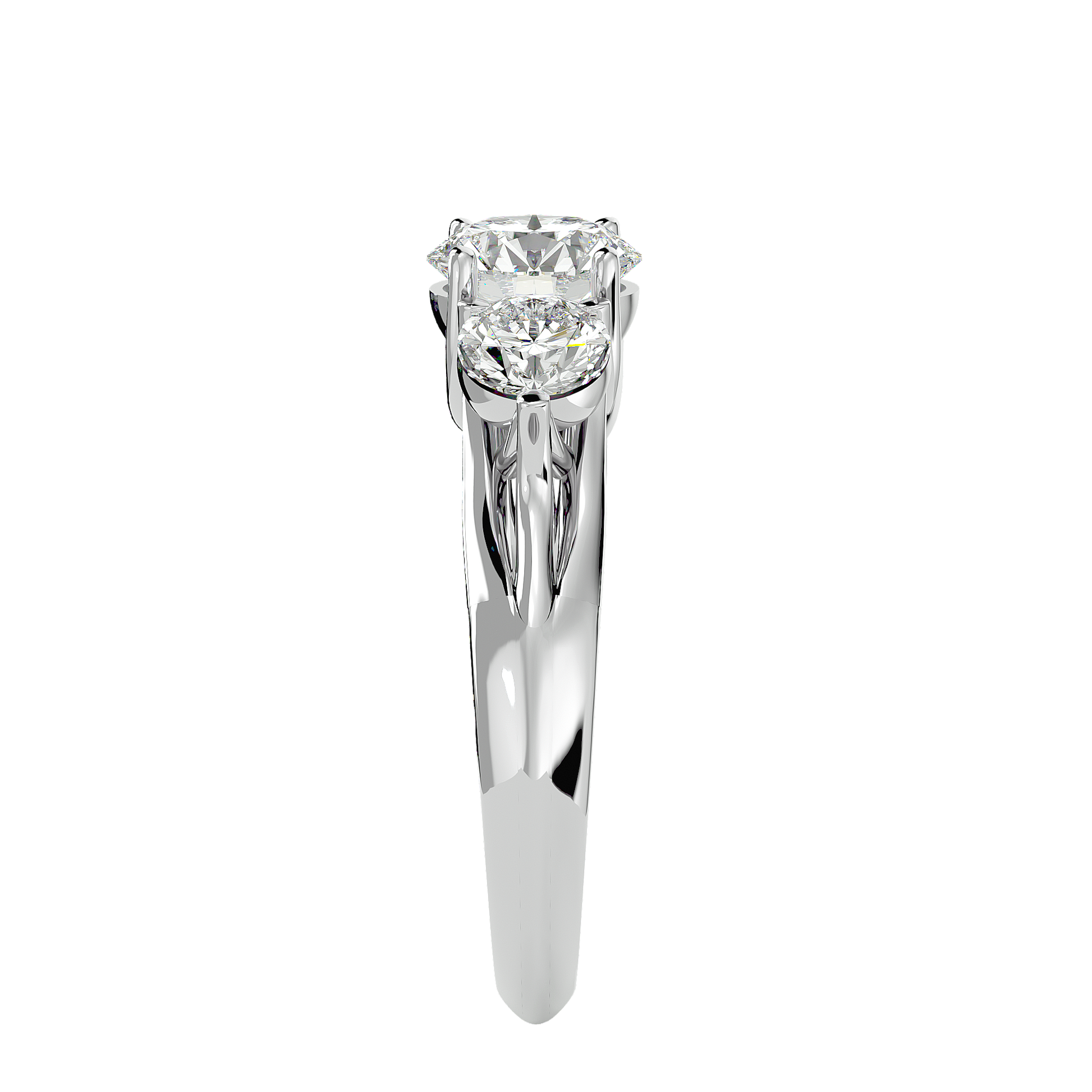 Lab Grown Round Cut Diamond In White Gold Three Stone Ring