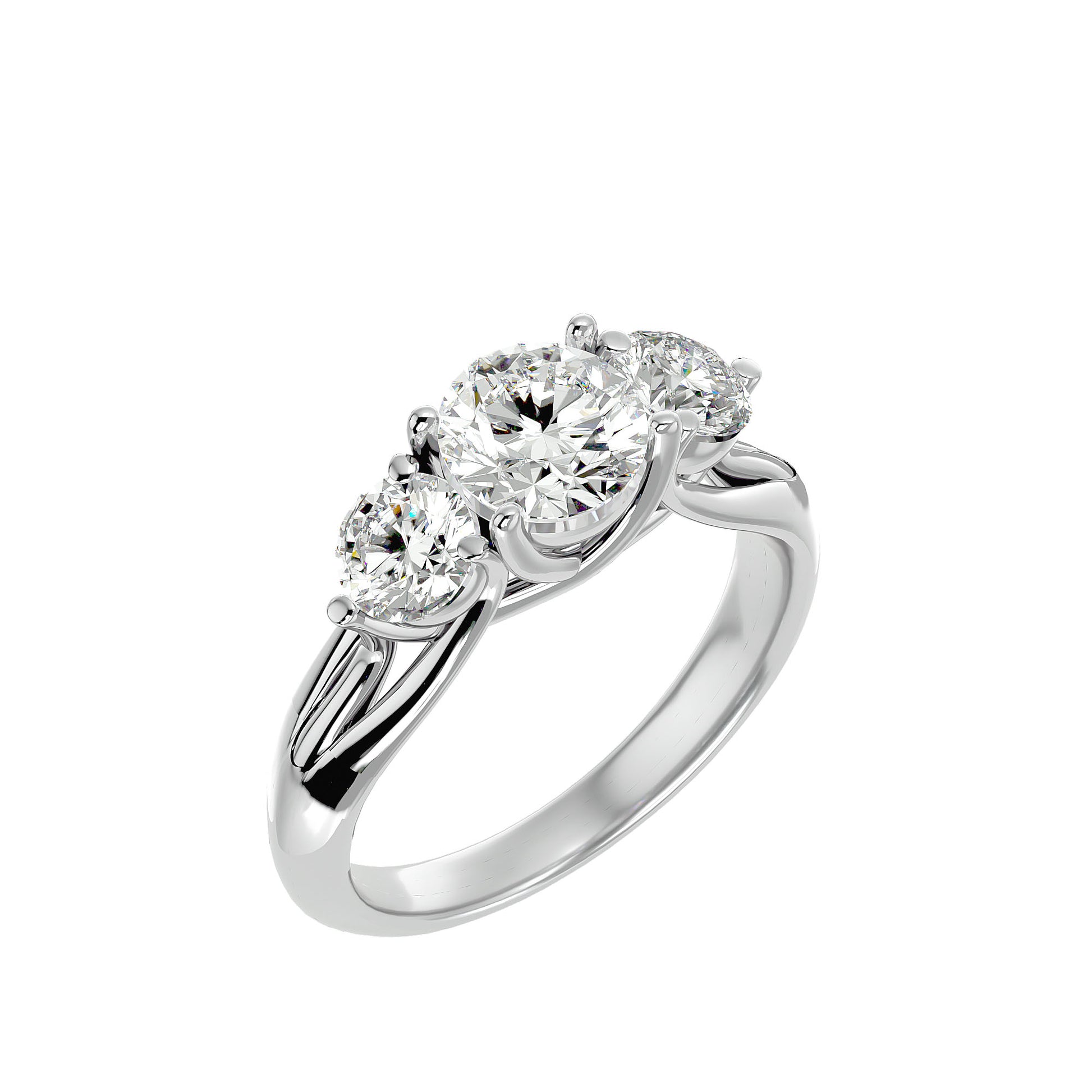 Lab Grown Round Cut Diamond In White Gold Three Stone Ring