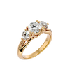 Lab Grown Round Cut Diamond Three Stone Ring In Yellow Gold