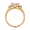 Lab Grown Round Cut Diamond Three Stone Ring In Yellow Gold