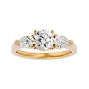 Lab Grown Round Cut Diamond Three Stone Ring In Yellow Gold