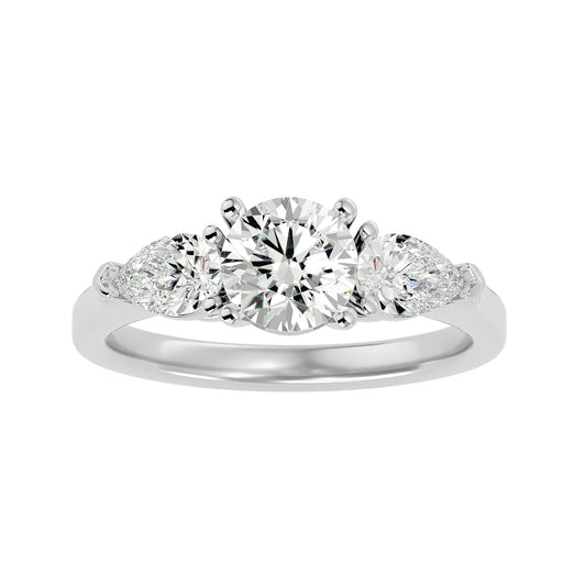 Lab Grown Round Cut Diamond In White Gold Three Stone Ring