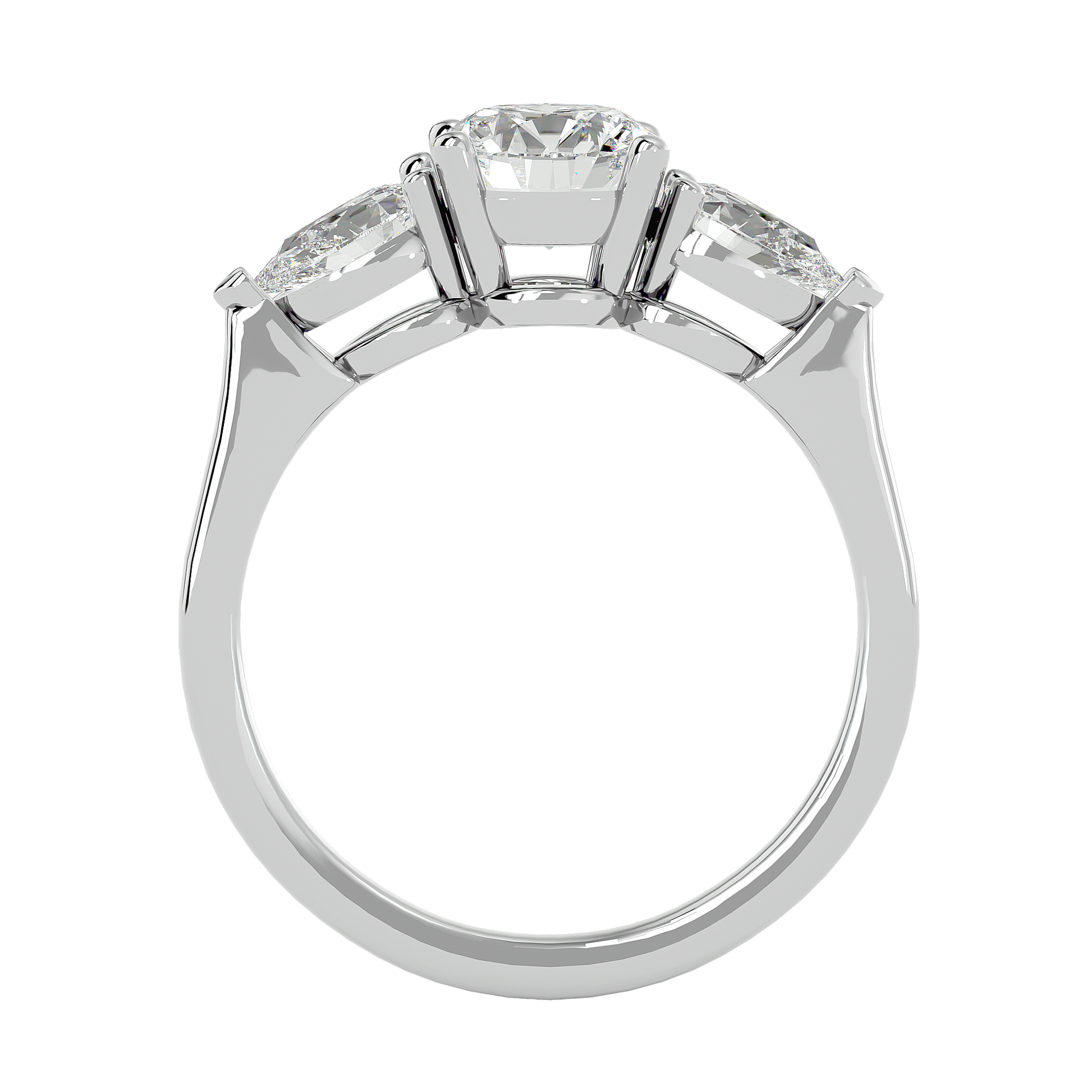 Lab Grown Round Cut Diamond In White Gold Three Stone Ring