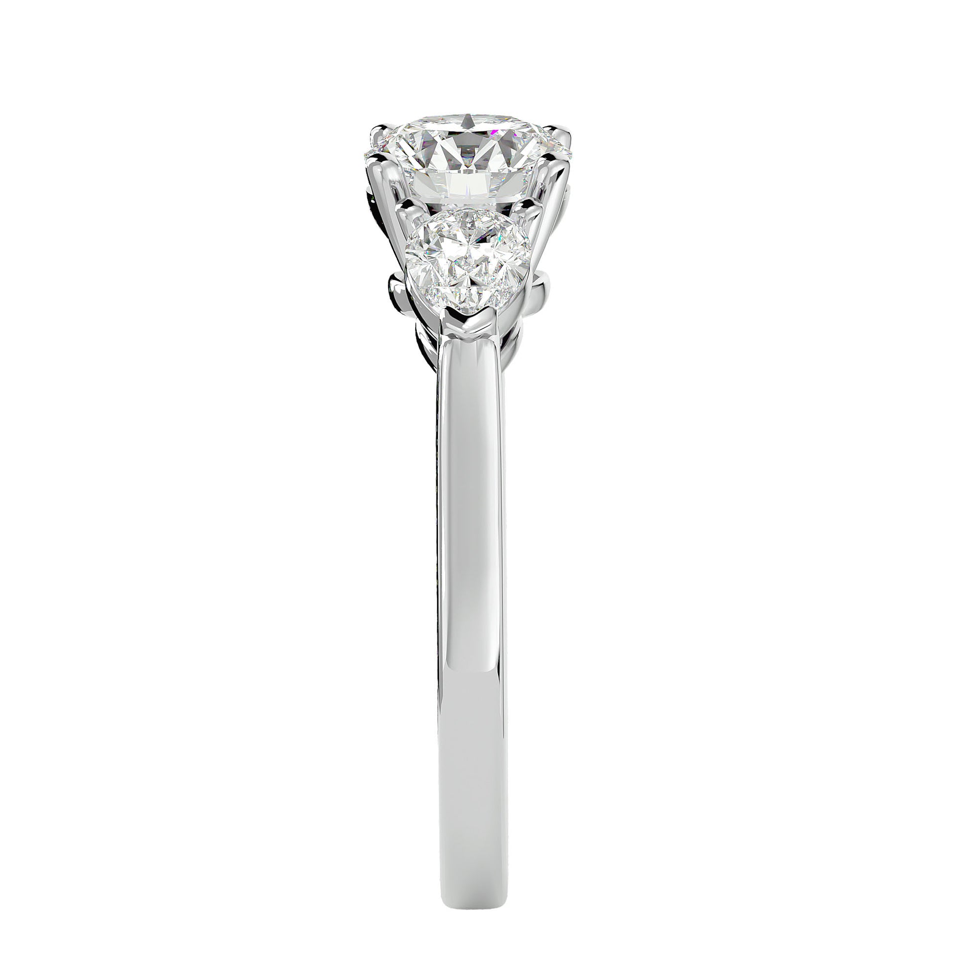 Lab Grown Round Cut Diamond In White Gold Three Stone Ring