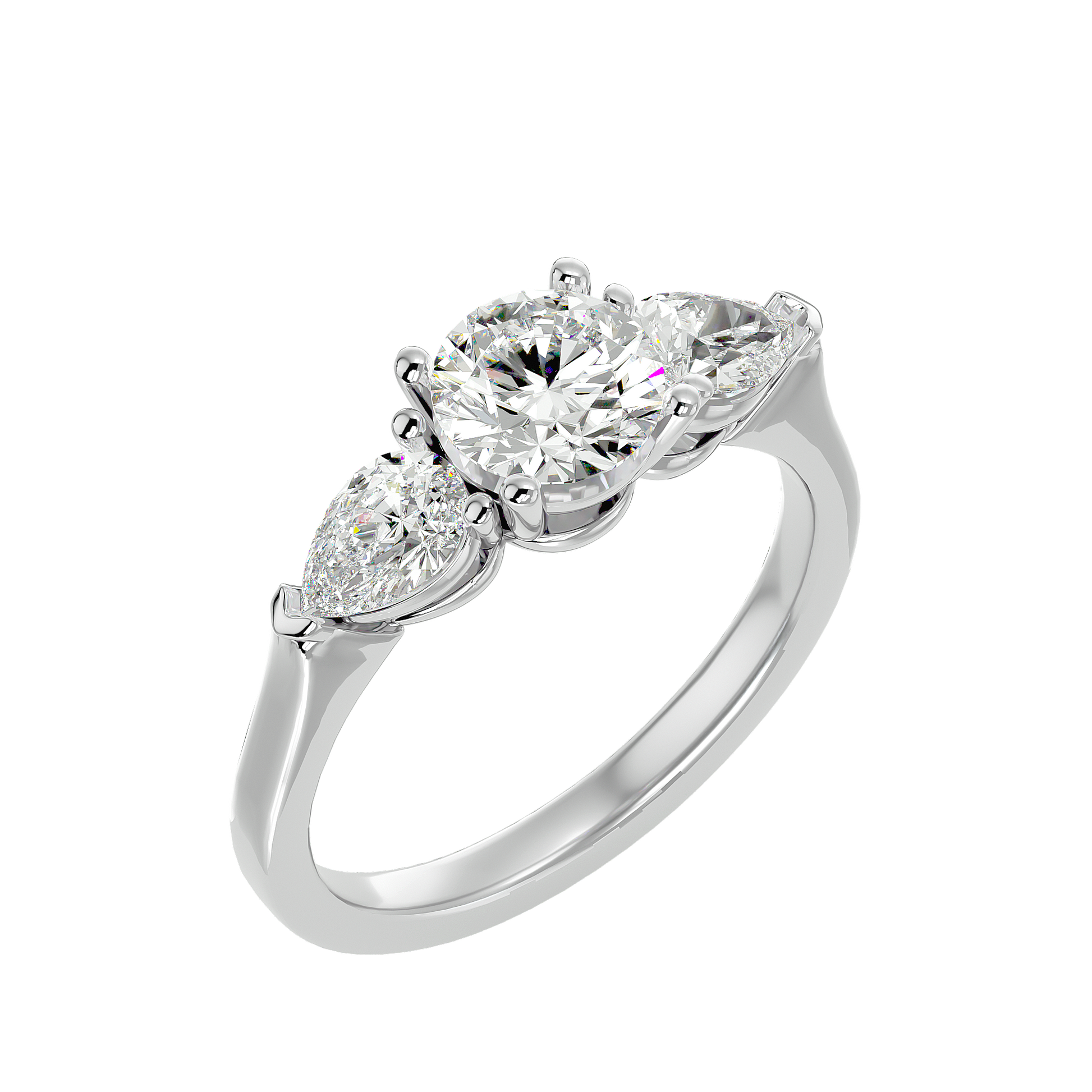 Lab Grown Round Cut Diamond In White Gold Three Stone Ring