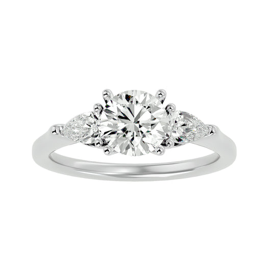 Lab Grown Round Cut Diamond In White Gold Three Stone Ring